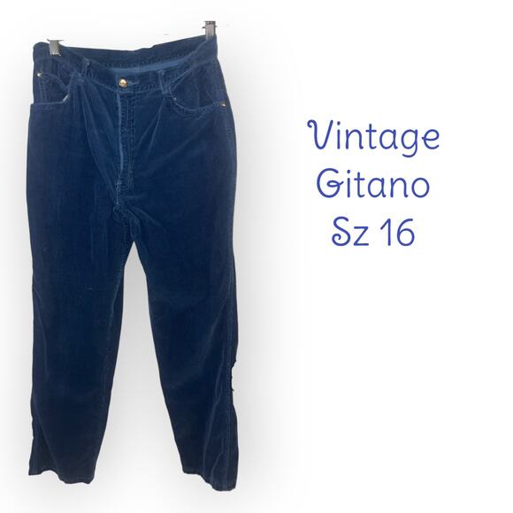 Vintage Gitano blue corduroys  Sz 16 EUC - Picture 1 of 3